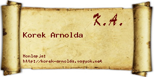 Korek Arnolda névjegykártya